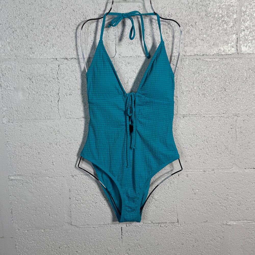 Lucky Brand Golden Wave One-Piece Ice blue Medium MSRP $138